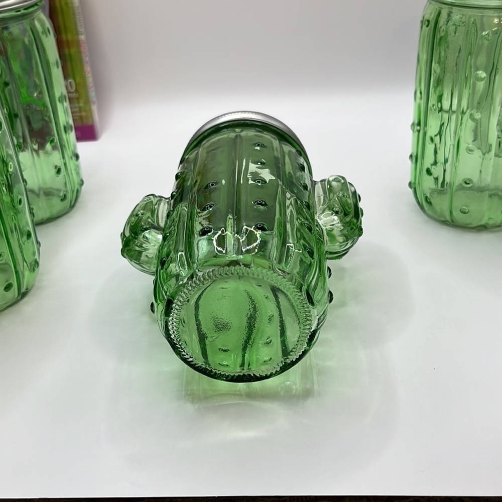 Green Cactus Glass Mason Jar Drinking Glasses with Lids - Set of 4 - Picture 6 of 6